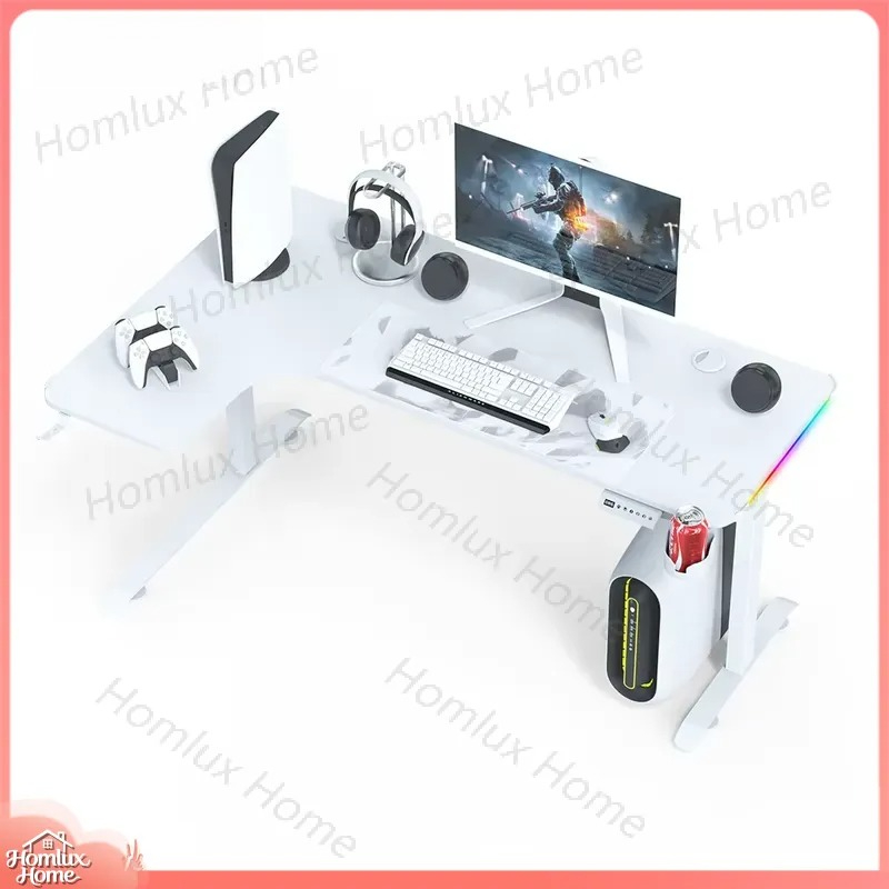Desk Setup L Shaped - Oyun Masası Yüksekliği Ayarlanabilir Uzun Çalışma
